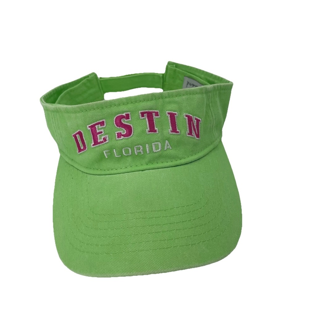 Beach Visor DESTIN Florida Embroidered Adjustable Green/Pink Alvin's Island NWOT